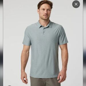 Vuori Strato Tech Light Gray Blue Short Sleeve Polo Shirt XXL